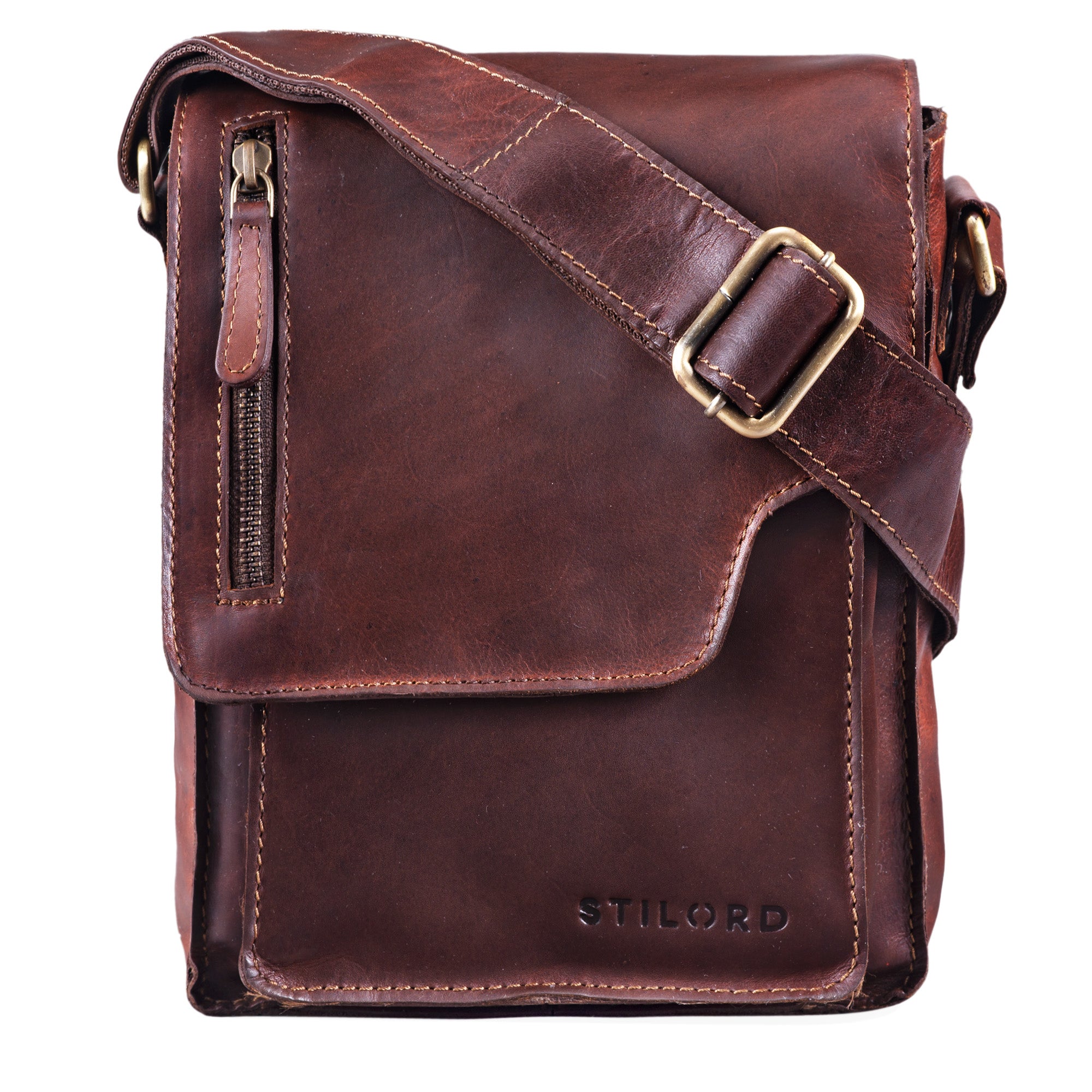 Messenger Bag Leder Vintage cognac dunkelbraun