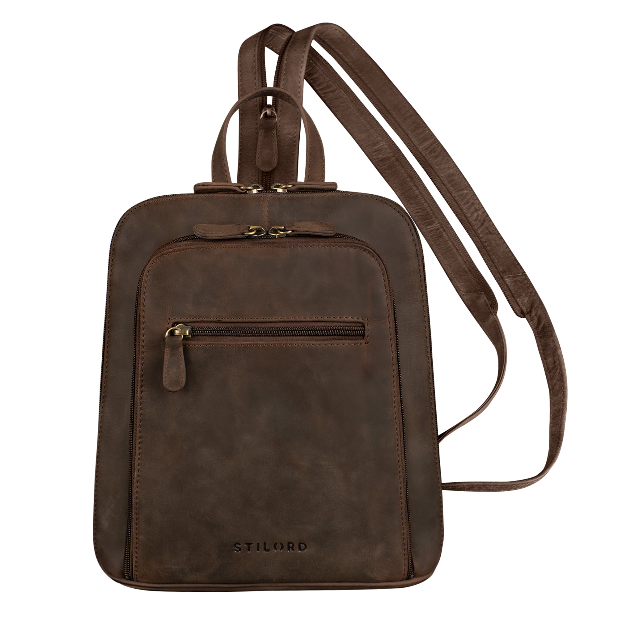 Kleiner City Rucksack Damen Leder Dunkelbraun