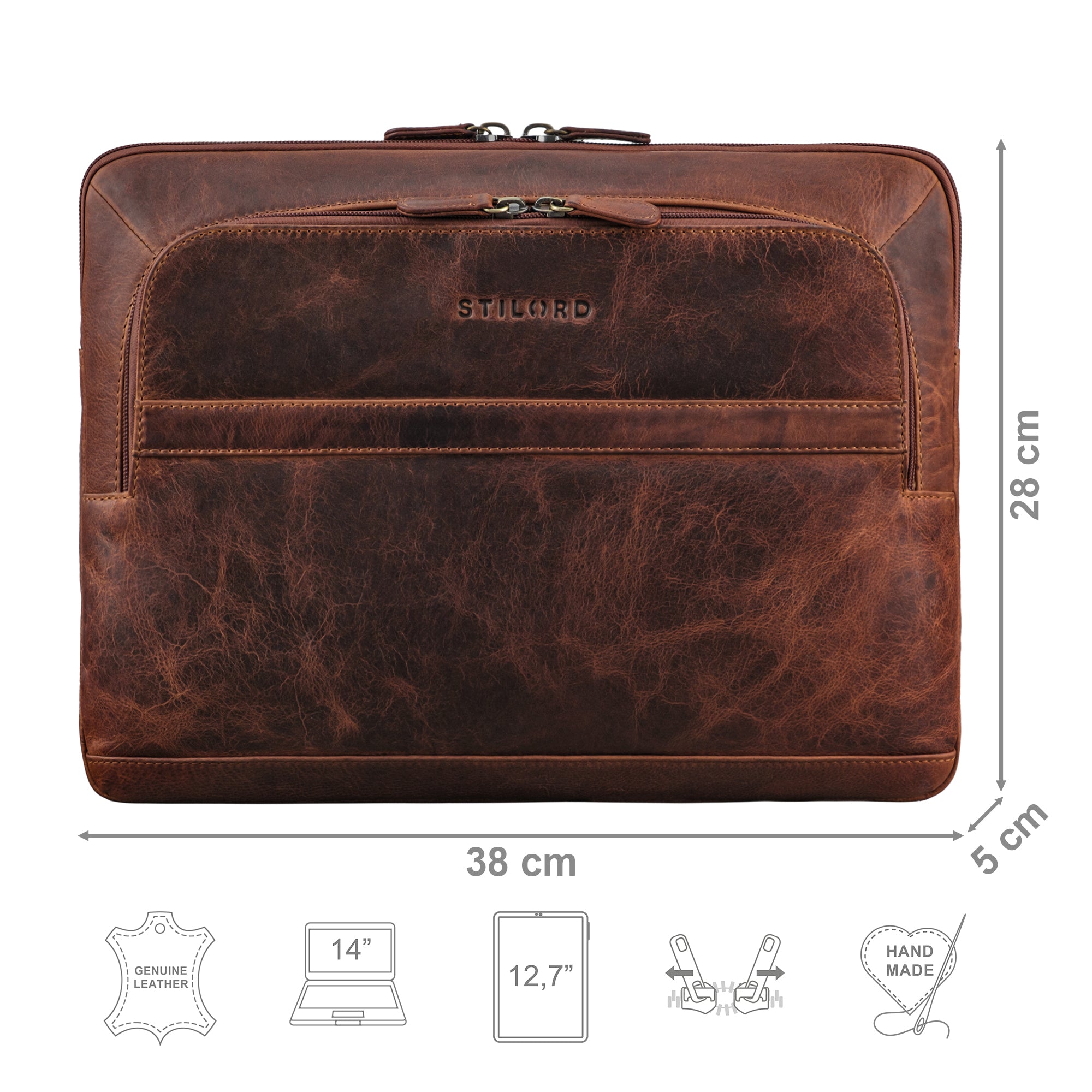 Damen Laptoptasche Leder 14 Zoll cognac
