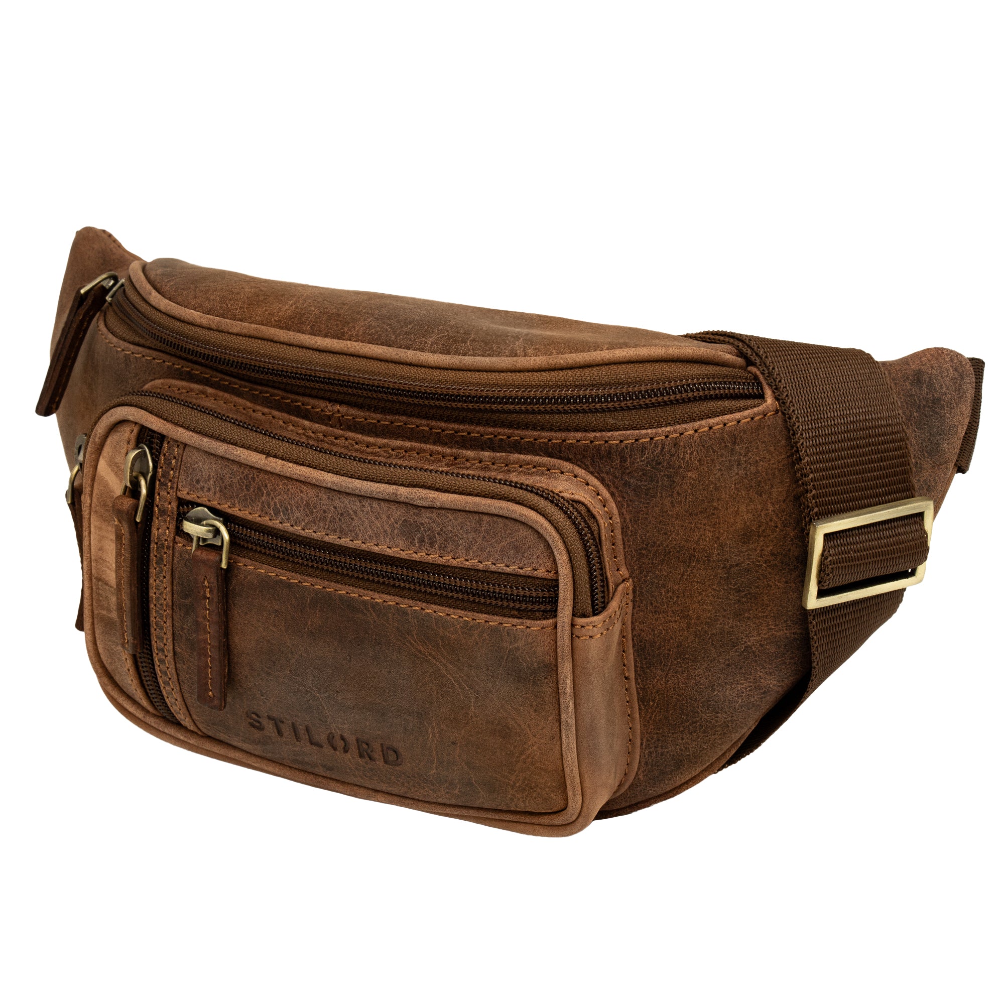 Elegante Große Vintage Hüfttasche Leder Herren Braun 