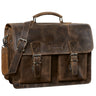"Jeffrey" Grote Leren Leraarstas Vintage Aktetas Met 15.6" Schoudertas