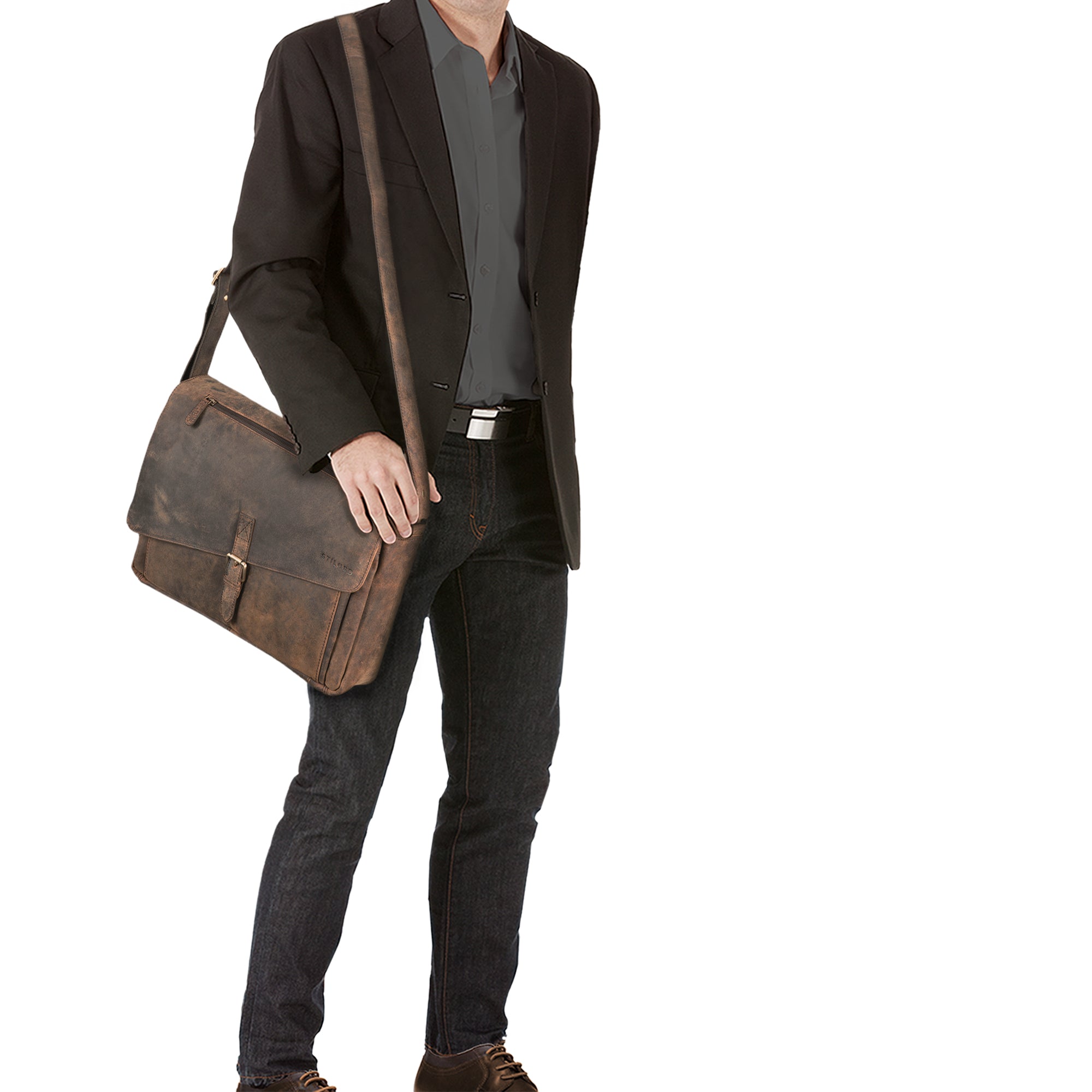 Bürotasche Herren Damen Leder braun