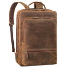 Vintage Lederrucksack groß für Damen und Herren mit Laptop-Fach 17,3 Zoll braun wildleder
