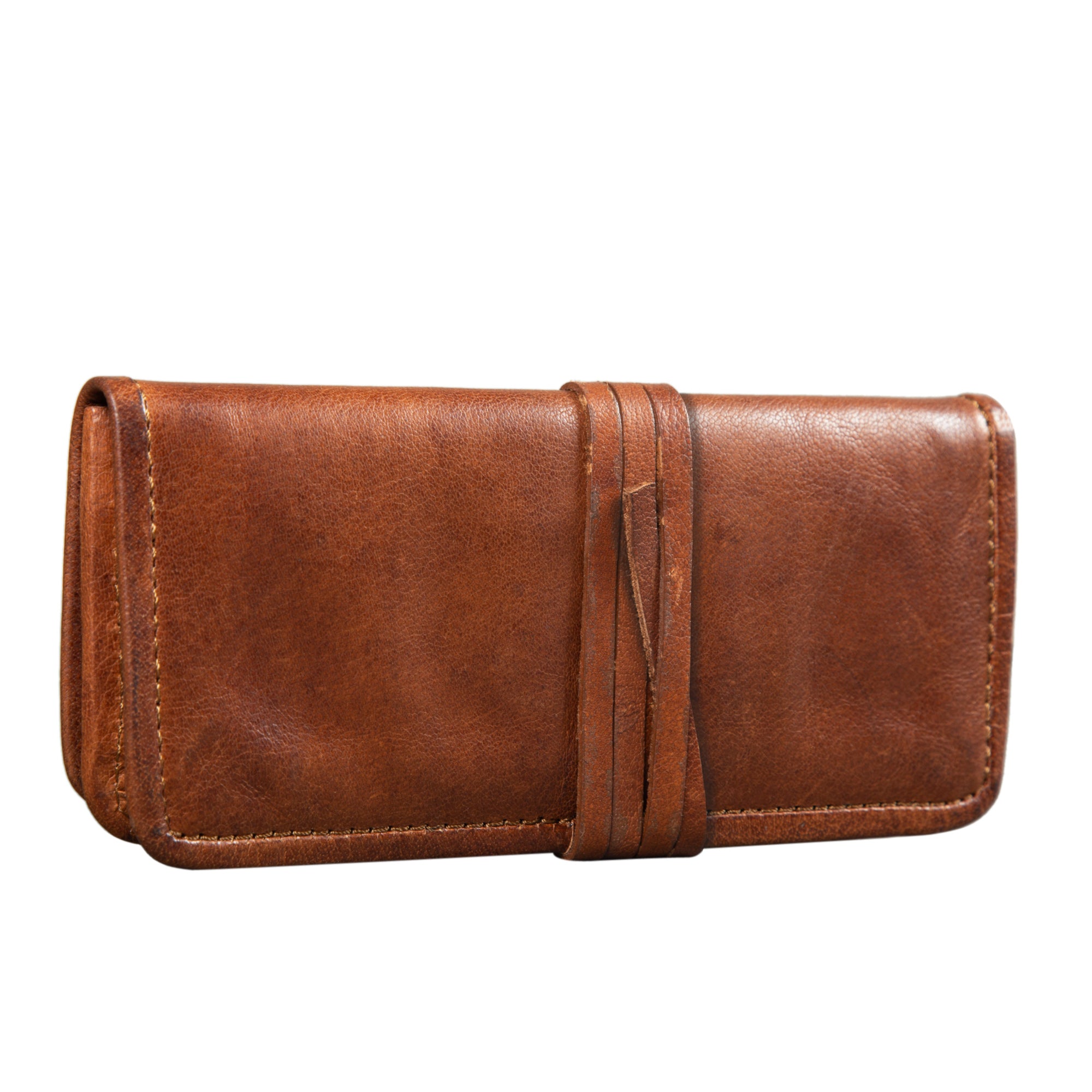 Flache Leder Federmappe braun