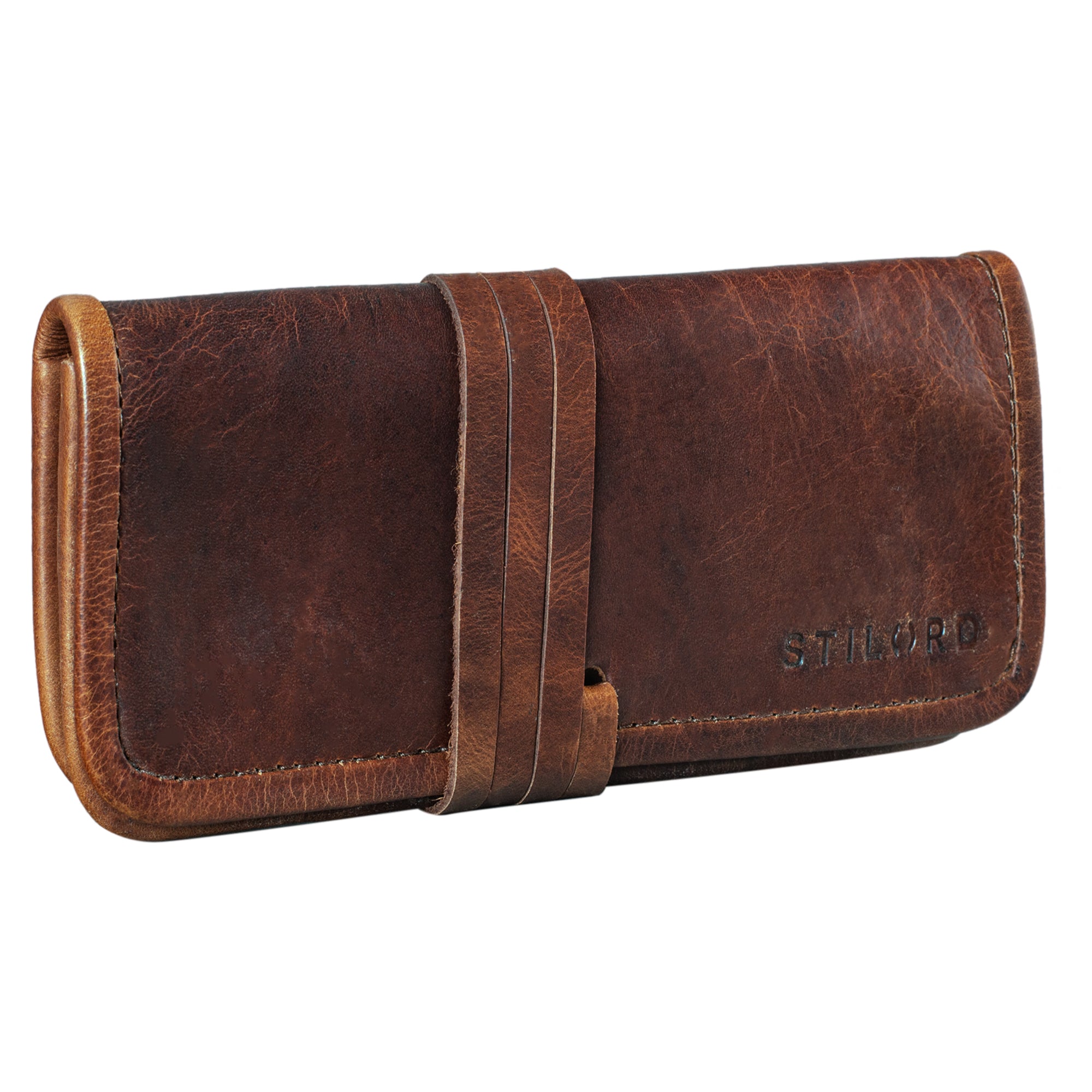 Lederetui schmal für Damen braun