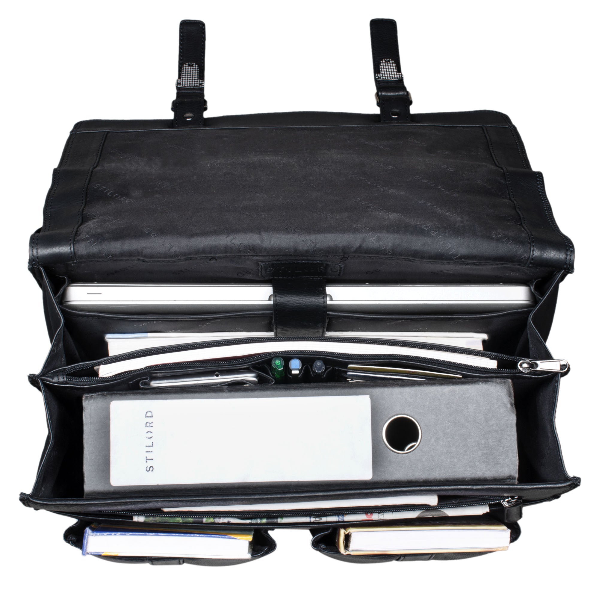Schwarze Ledertasche Büro XL