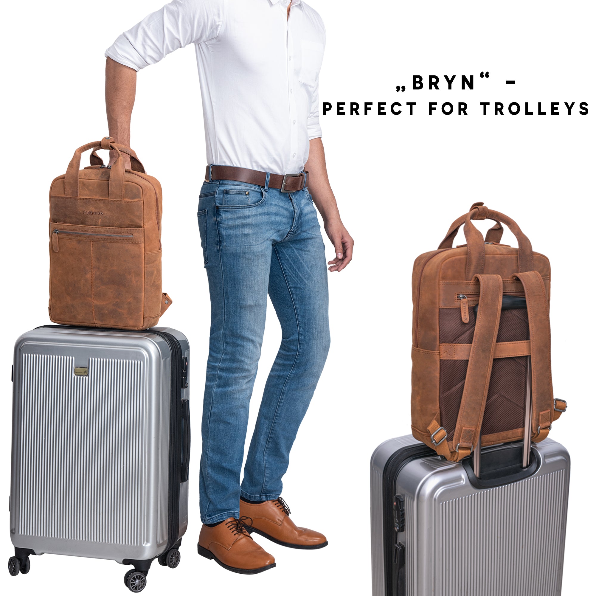 Rucksackhandtasche Leder braun