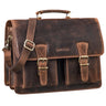 "Jeffrey" Grote Leren Leraarstas Vintage Aktetas Met 15.6" Schoudertas