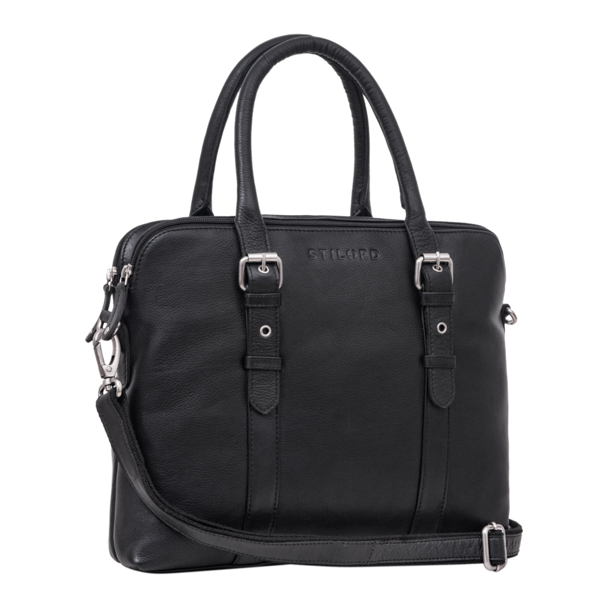Schwarze Ledertasche Vintage Damen
