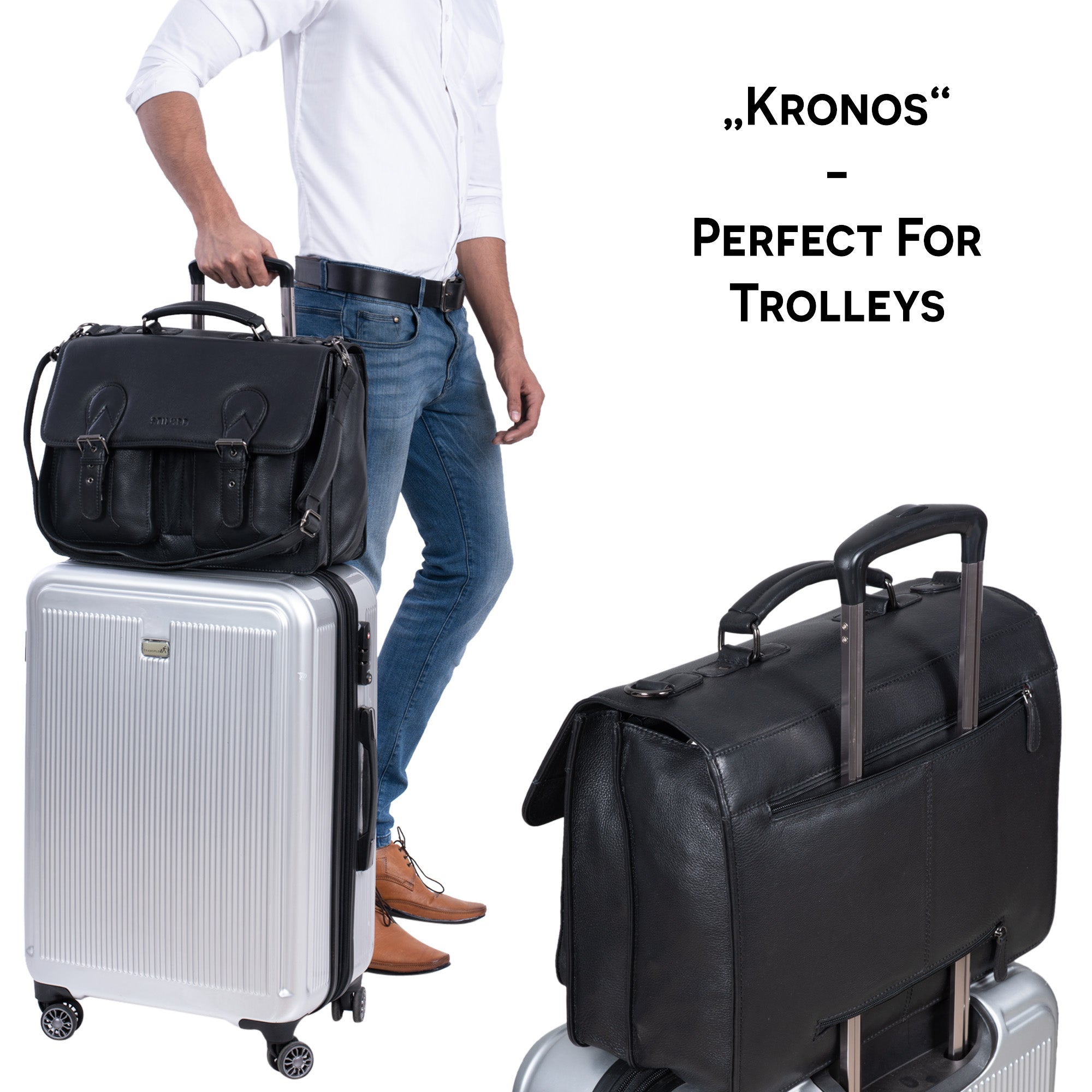 Schwarze Aktentasche für Trolleys Leder