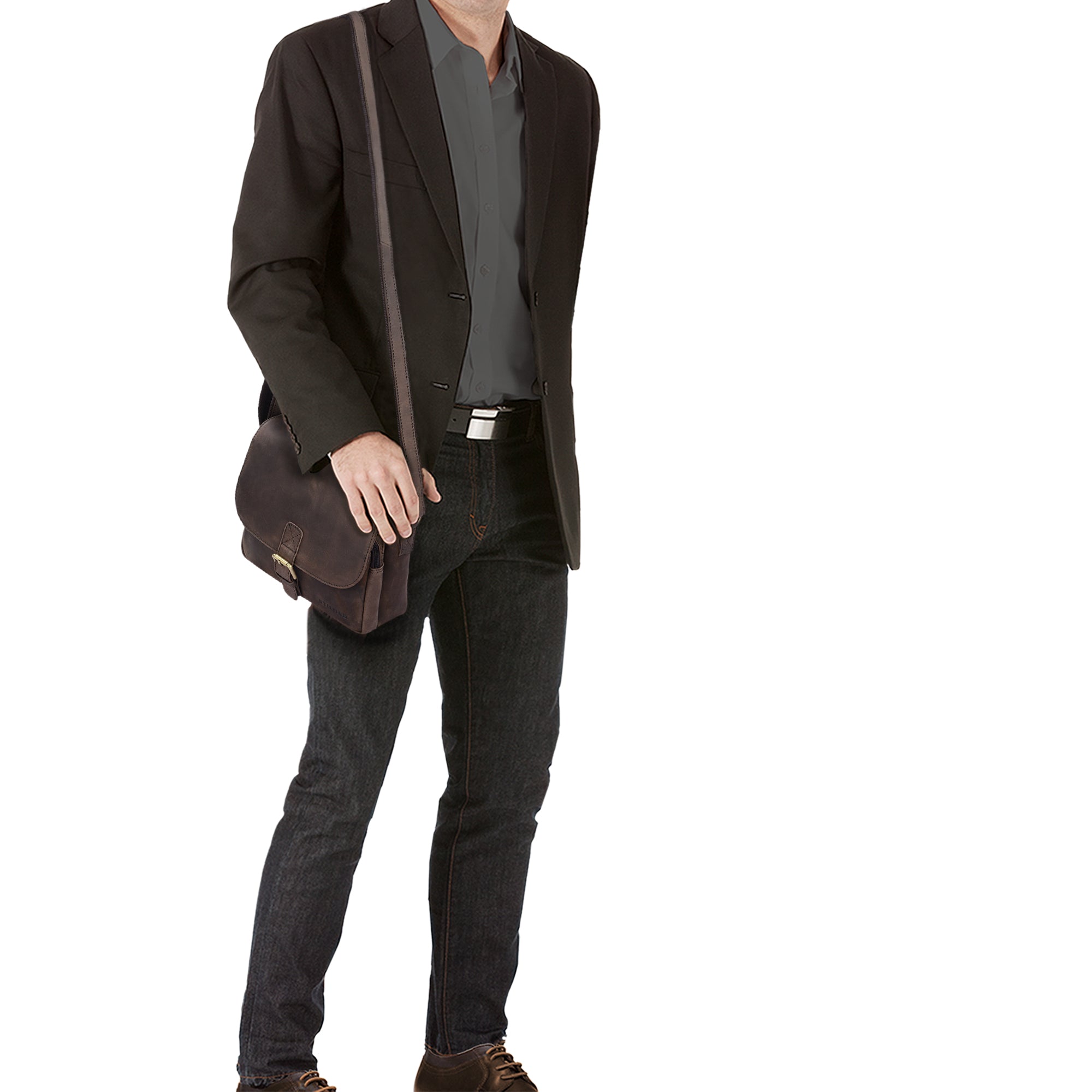 Leder Crossbody Bag Herren braun