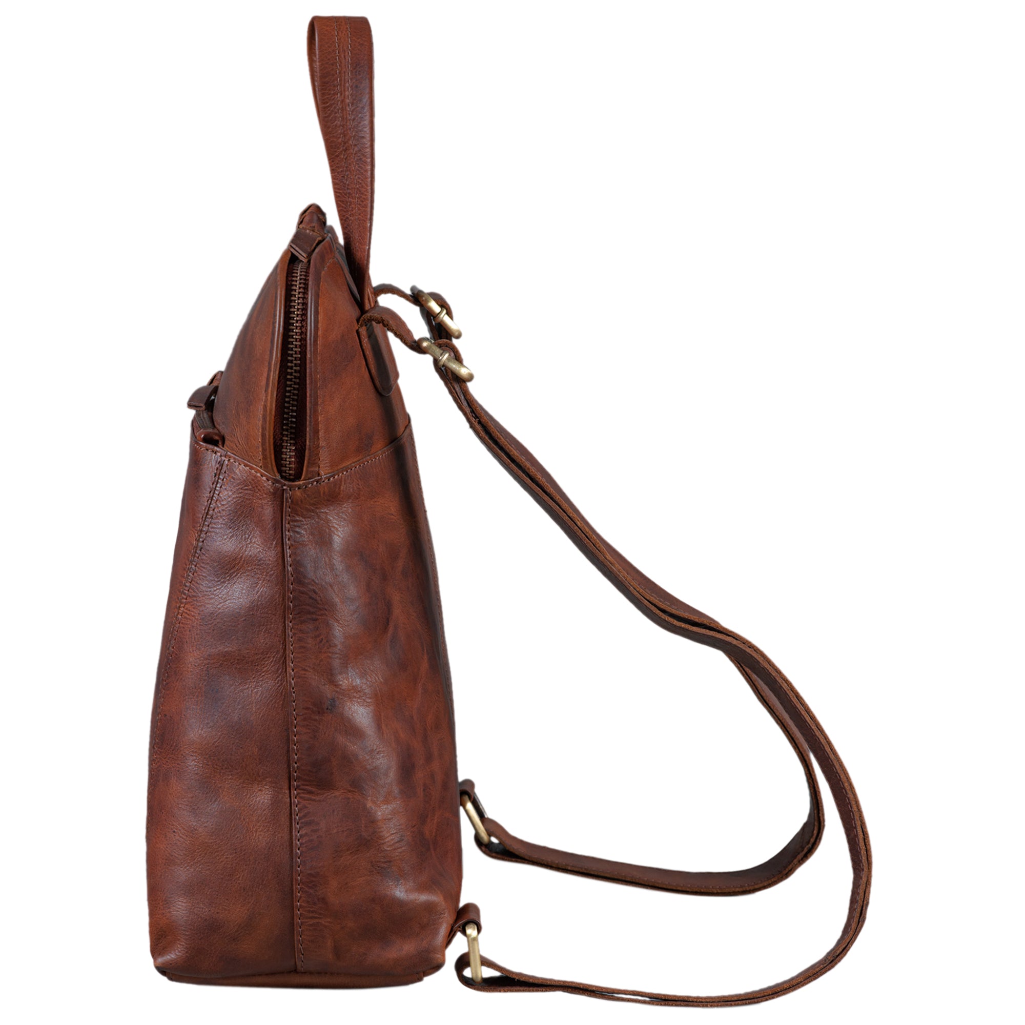 Leder Handtasche Rucksack braun