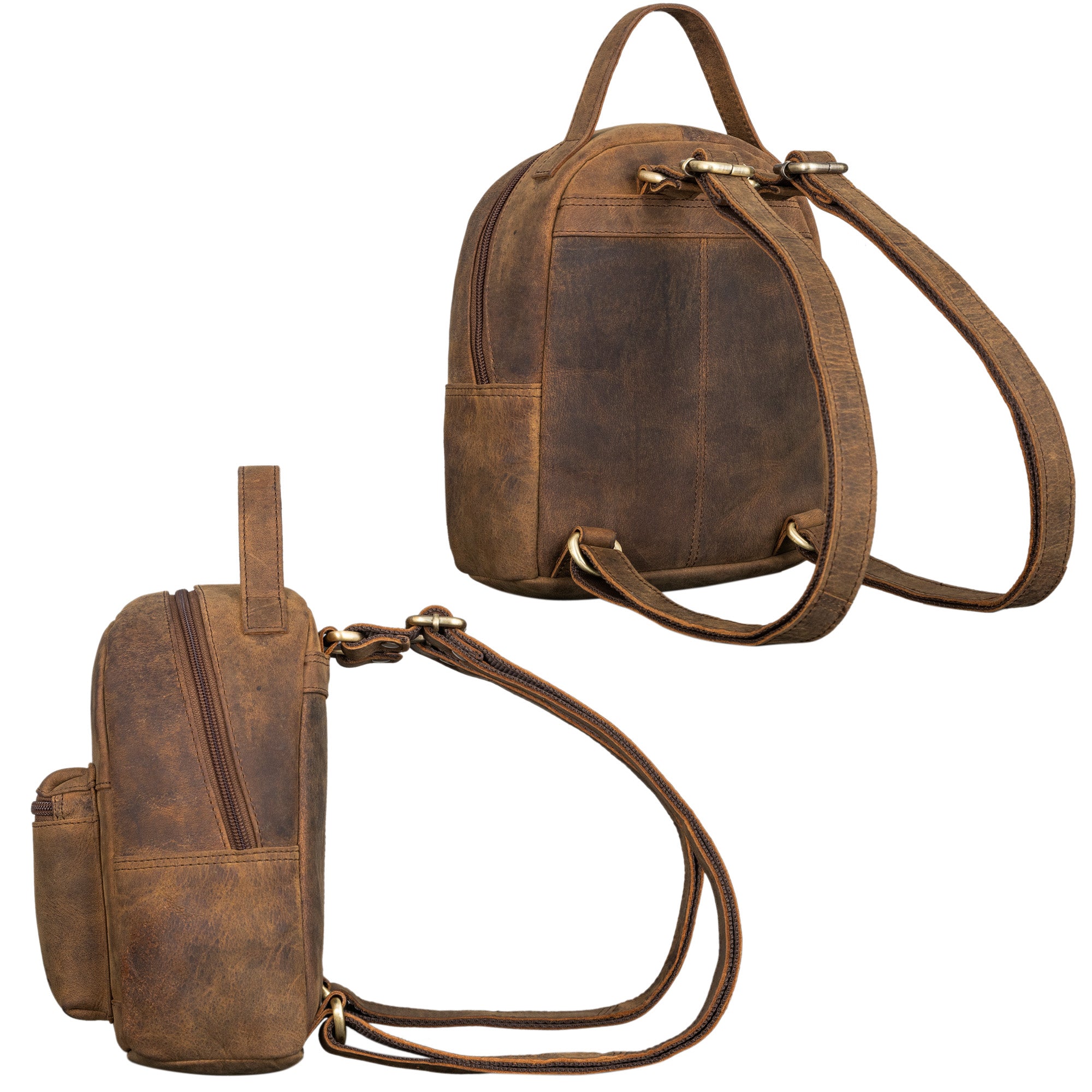 Rucksack klein Echtleder braun