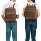 Laptop Rucksack Herren Damen in braun Leder