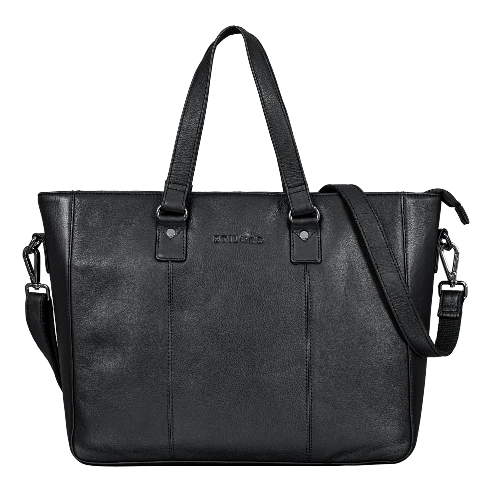 Gross Schultertasche Damen Leder schwarz