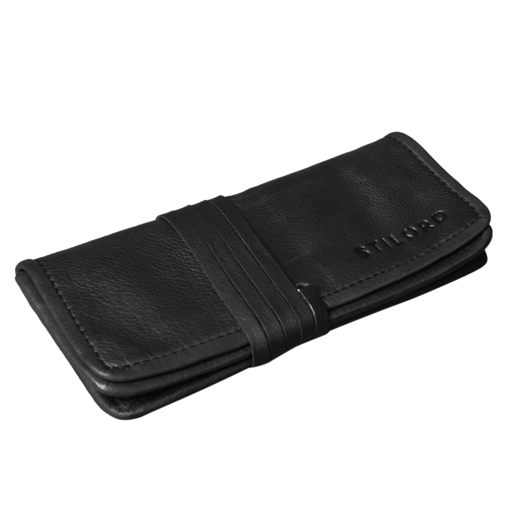 Vintage Stiftrolle aus echtem leder schwarz