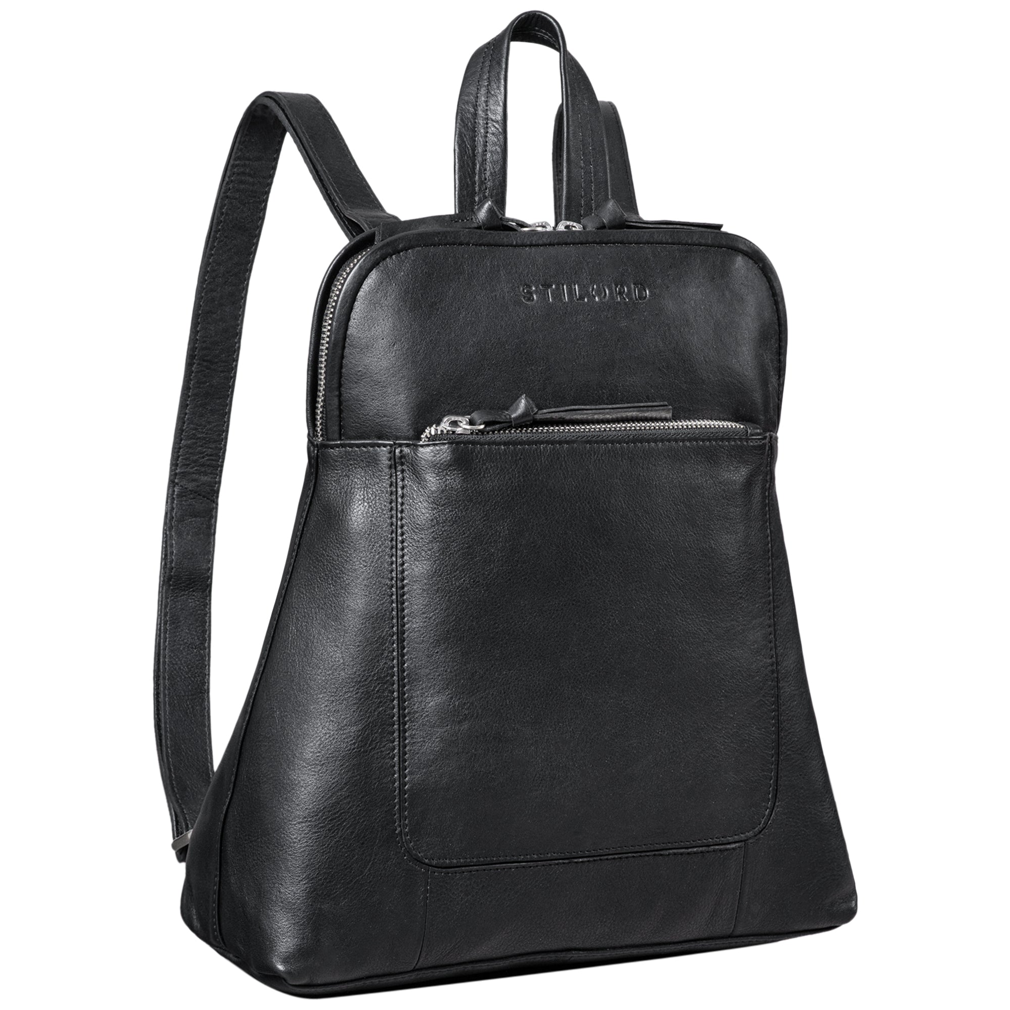 Leder Rucksacktasche schwarz