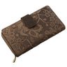 B-Stock Vintage dames portemonnee 13 x EC bloemmotief leer bruin