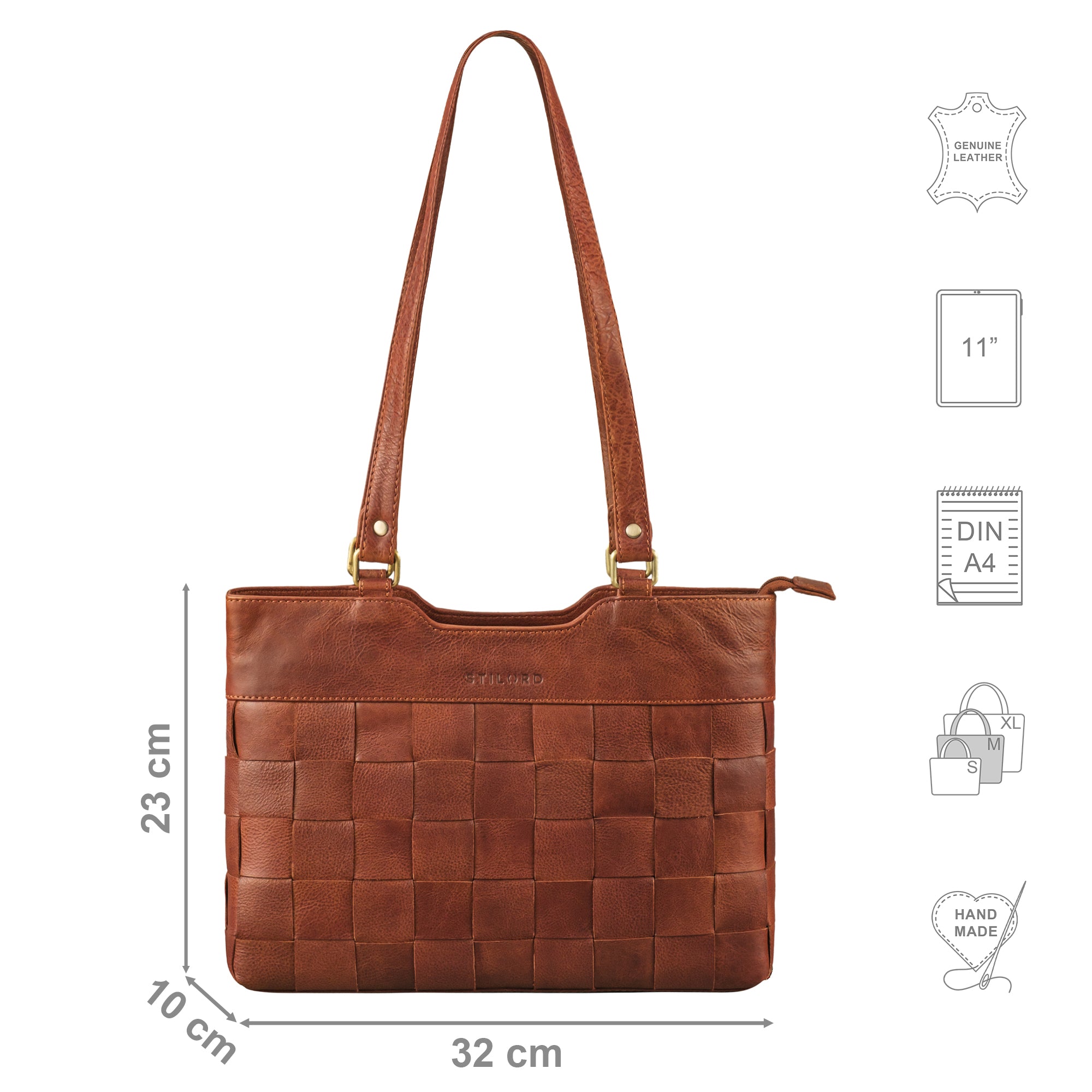 Umhängetasche Damen geflochten cognac