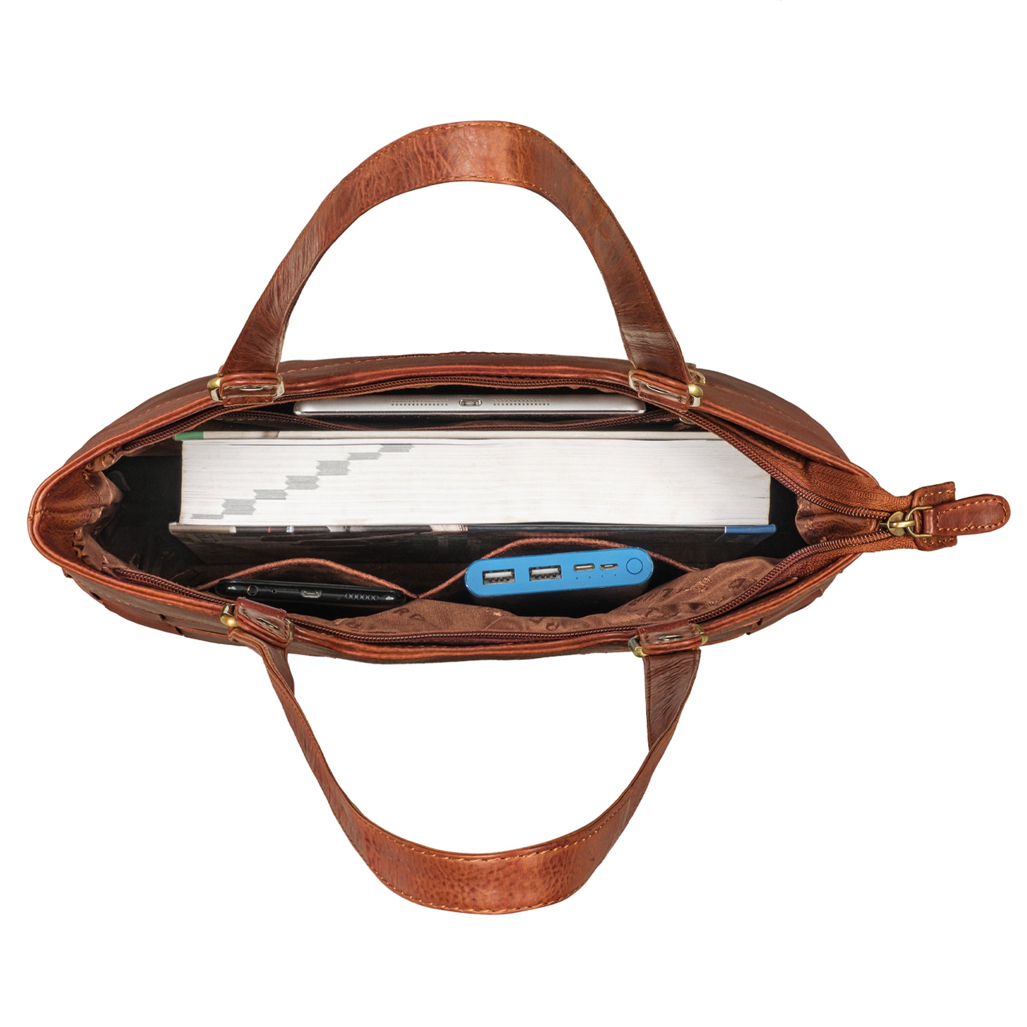 Umhängetasche Damen groß cognac