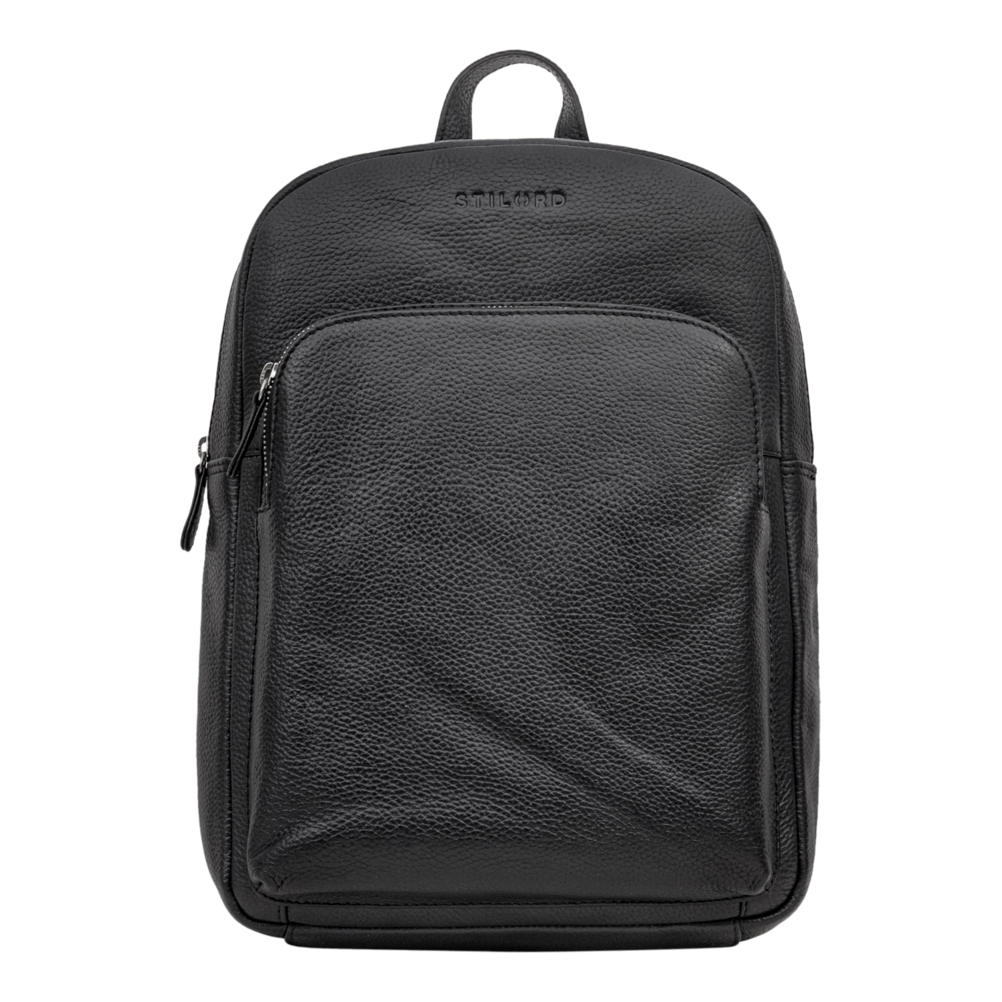 Lederrucksack Herren Schwarz Leder 15,6 Zoll