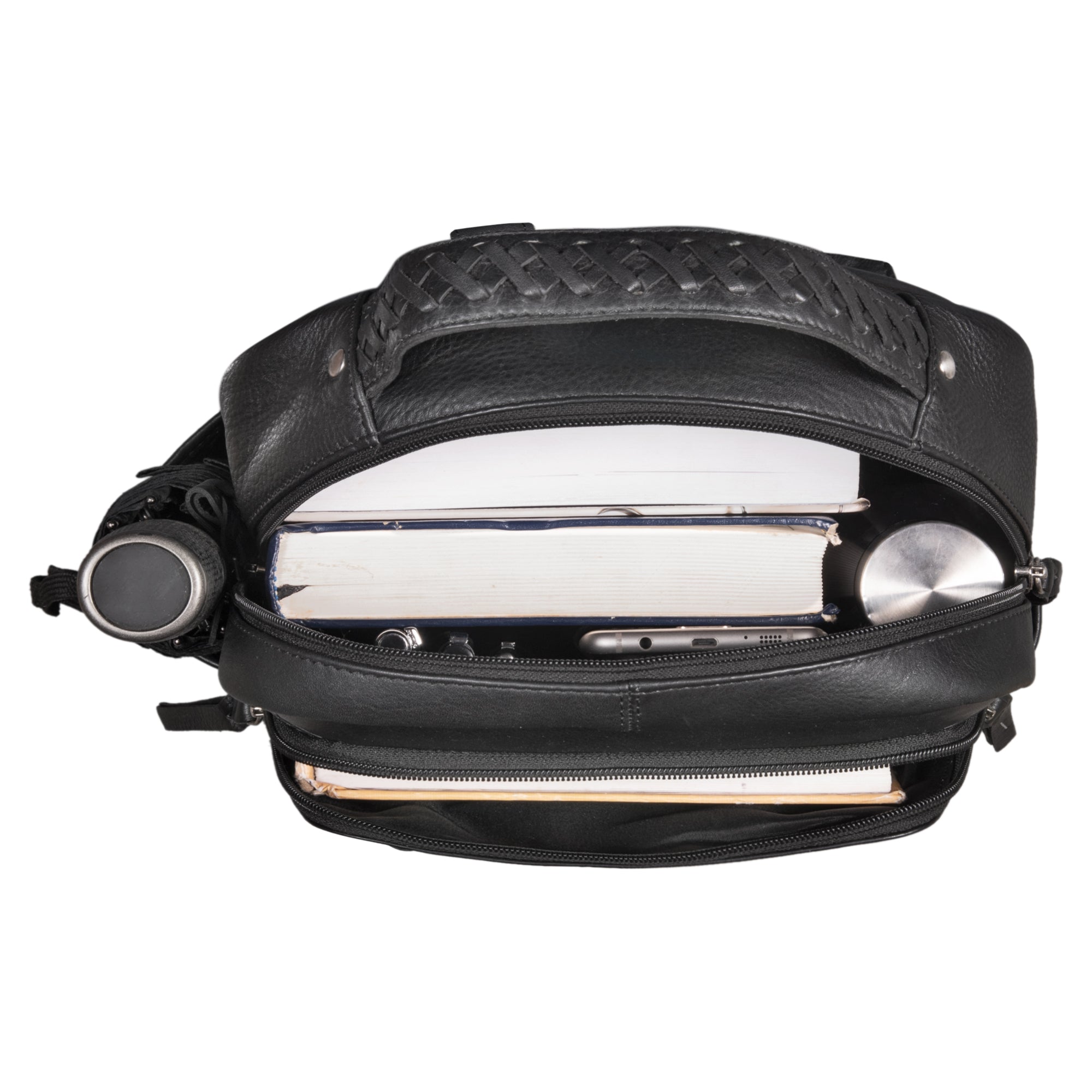 Daypack Unisex Leder schwarz