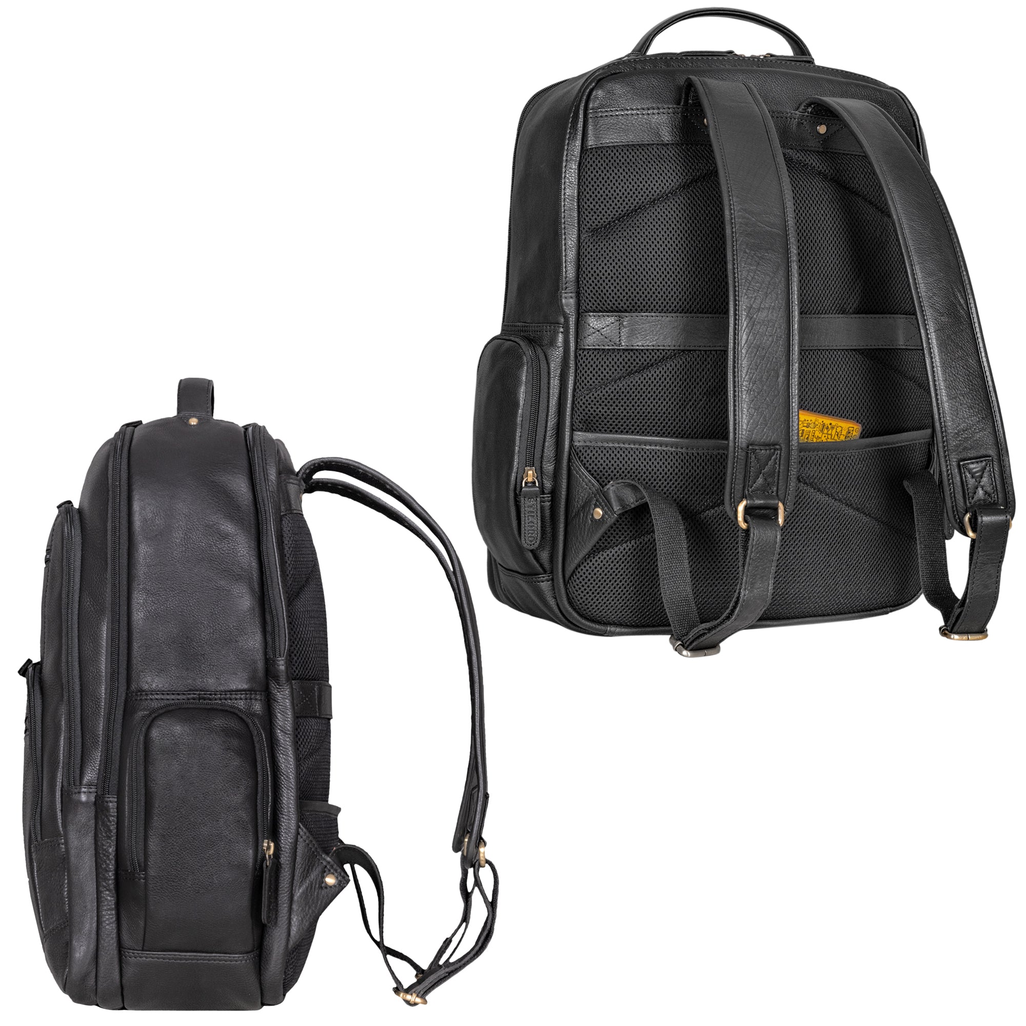 Herren Lederrucksack schwarz Retro