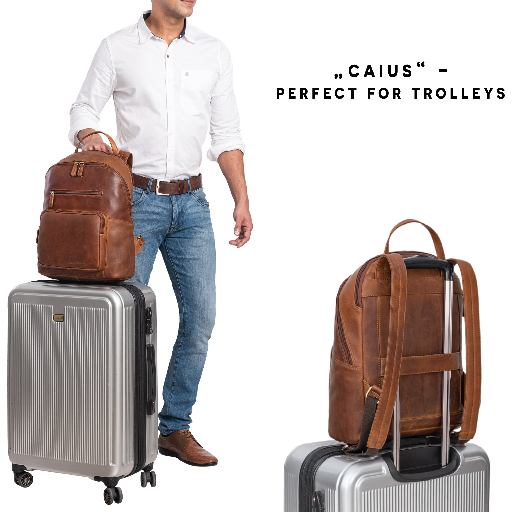 Rucksack braun Klassisch zum Aufstecken für Trolleys