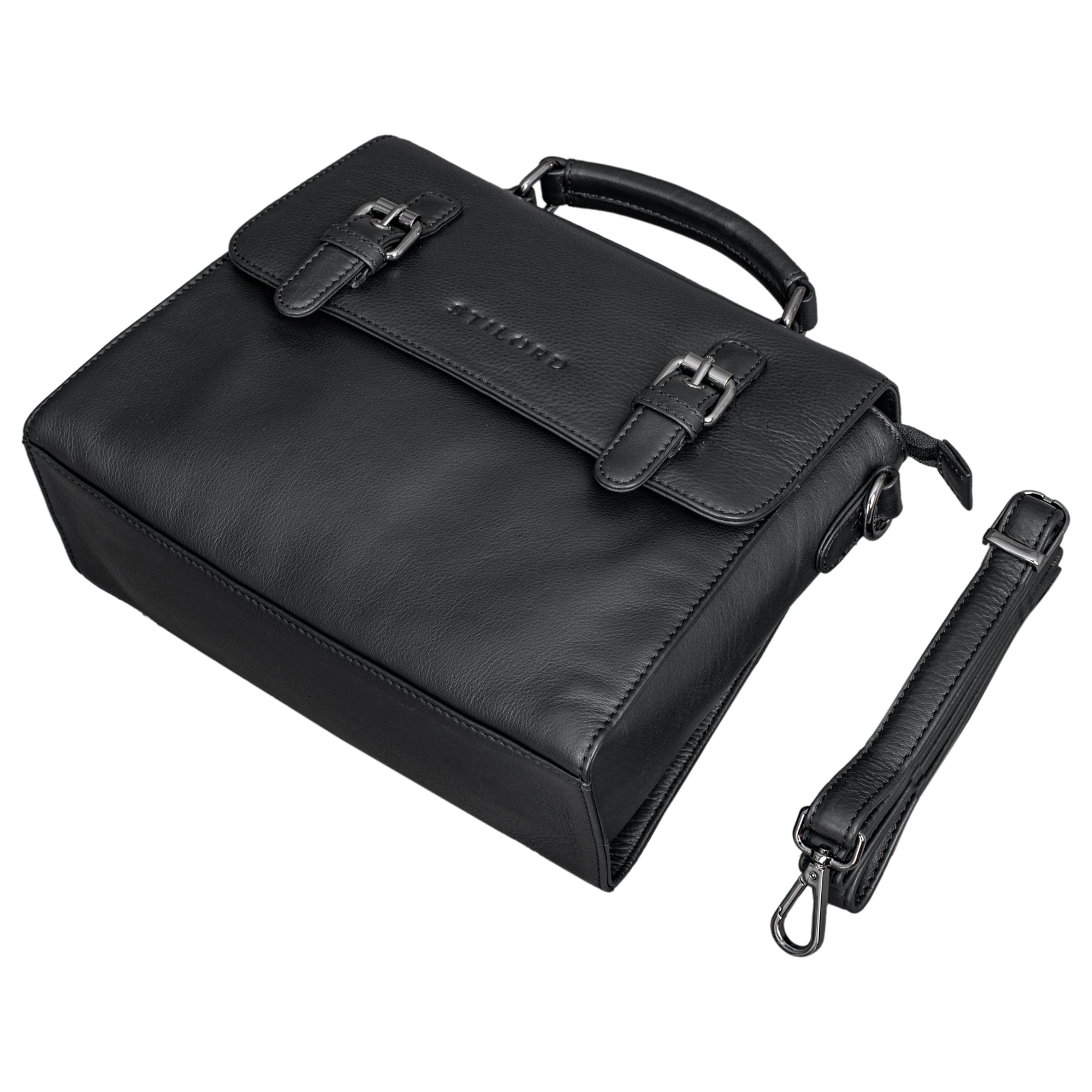 Schultertasche Damen Leder schwarz