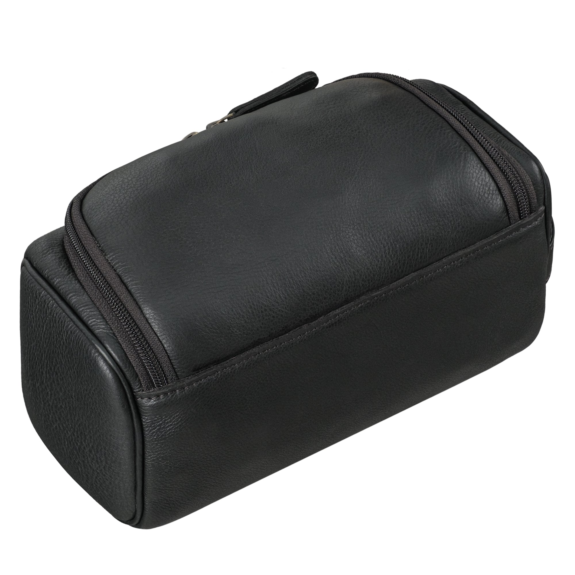 Kulturbeutel Damen schwarz Leder