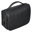 Kulturtasche Leder schwarz