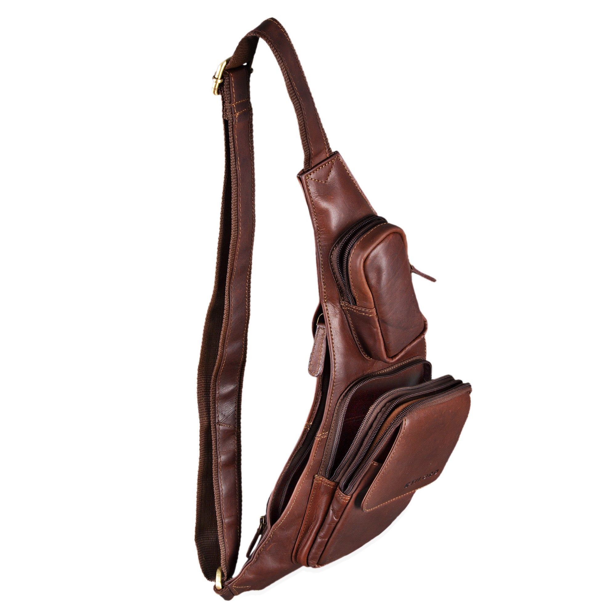 Brusttasche Leder cognac dunkelbraun
