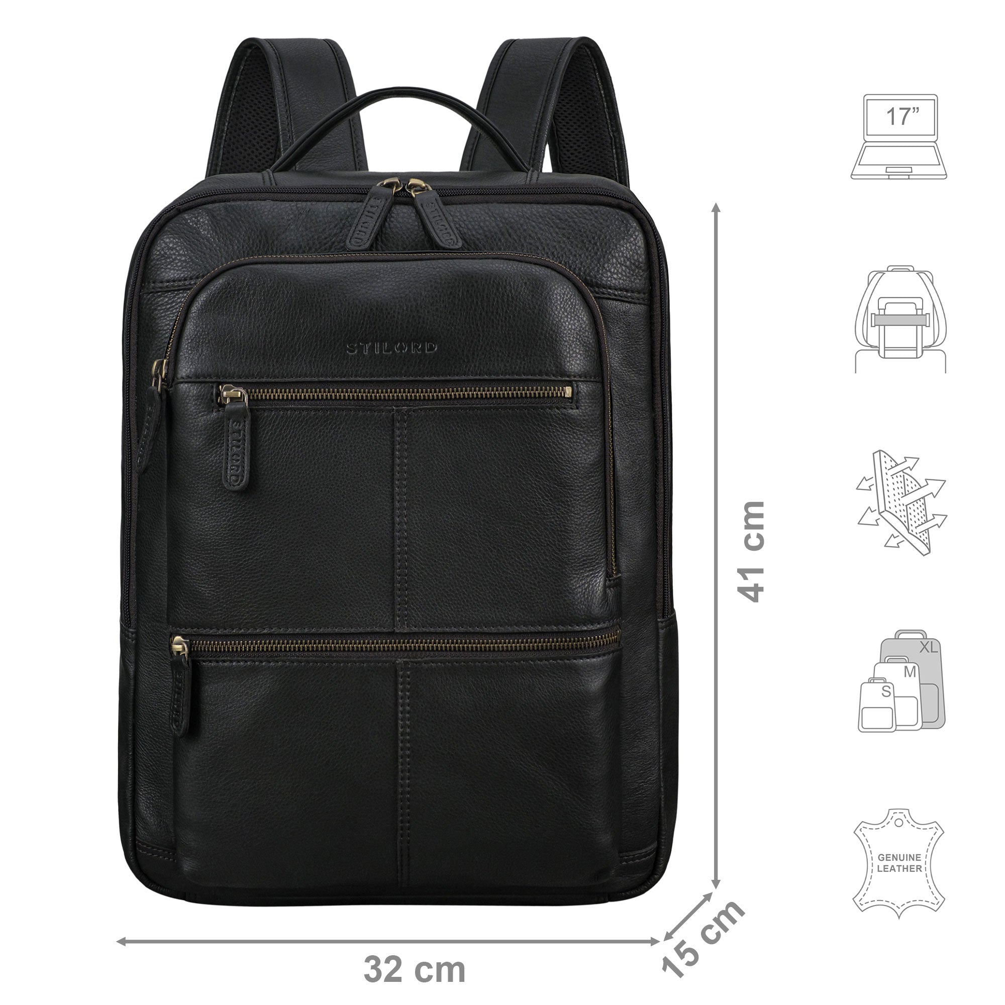 Rucksack mit vielen Fächern Leder