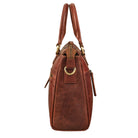 Leder Shopper Damen cognac aus der seitlichen Perspektive