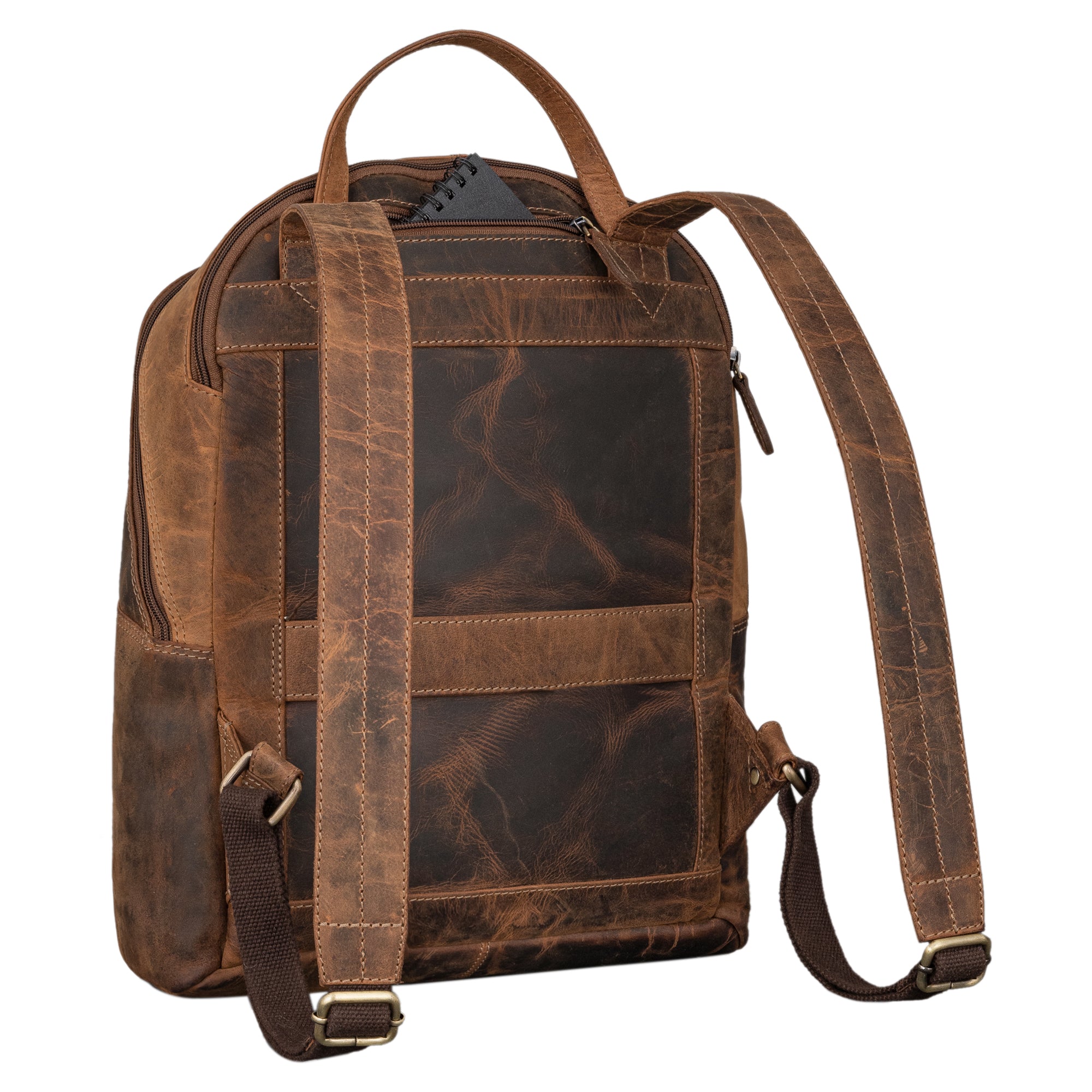 Herren Rucksack Leder groß braun