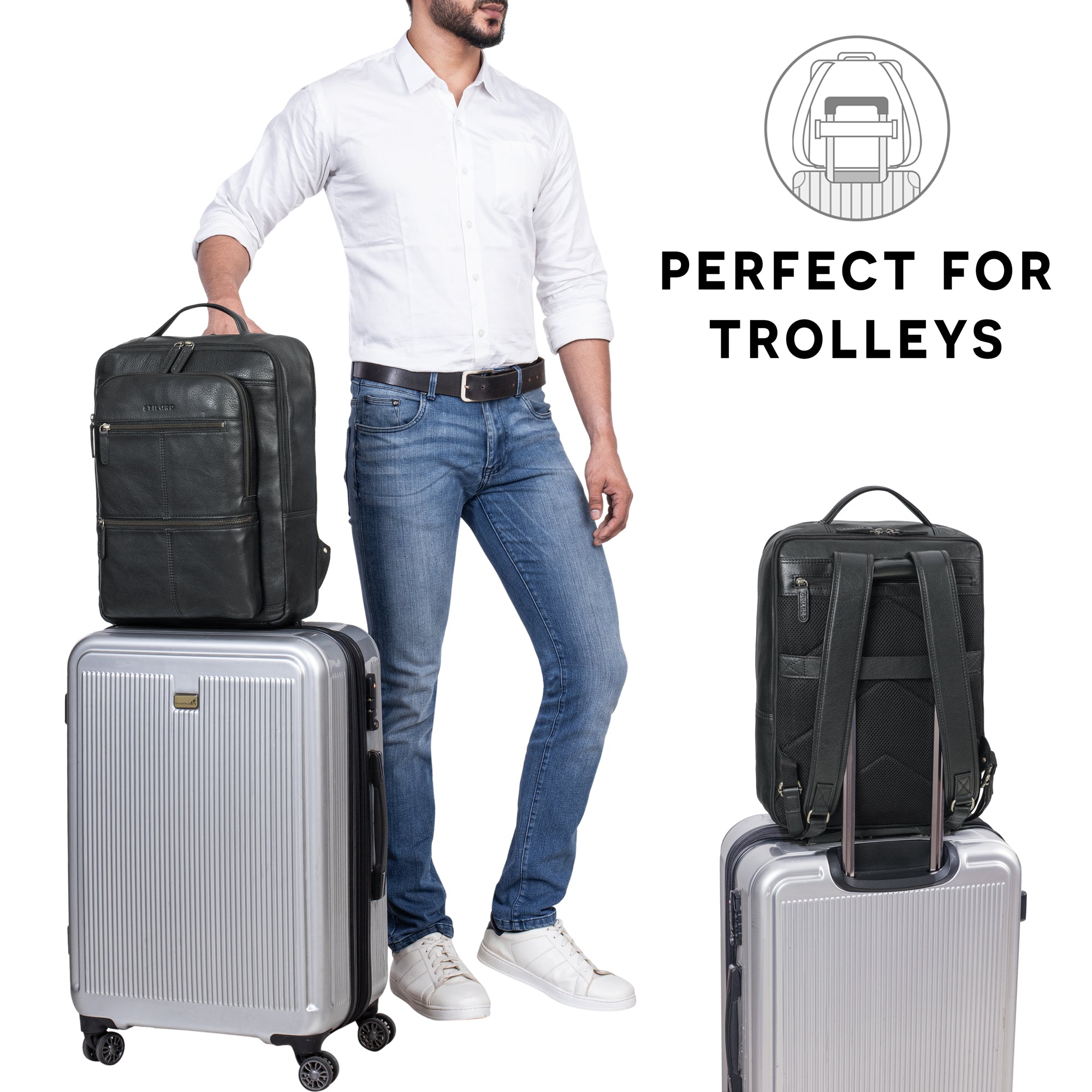 17 Zoll Laptoprucksack Leder