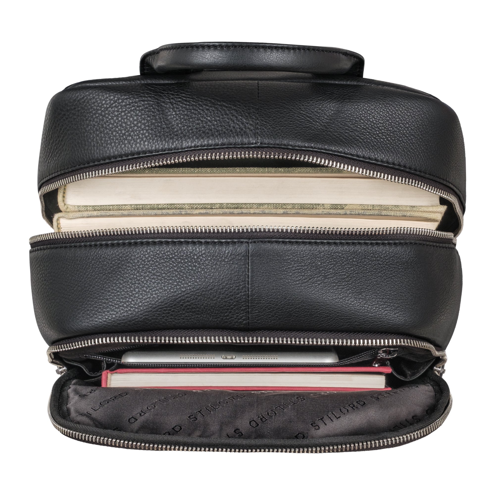 schwarzer Schulrucksack aus Leder