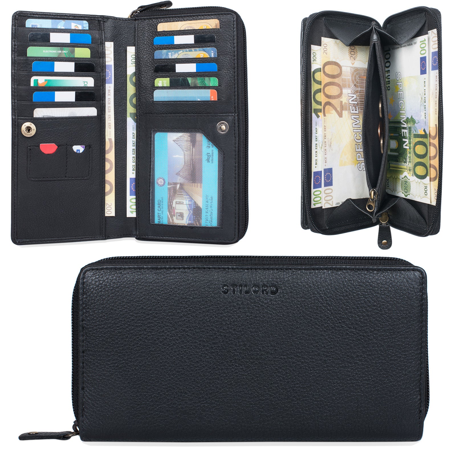 Leder Börse schwarz Vintage