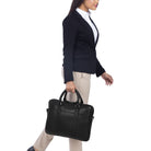 Lederlaptoptasche stylisch schick silberfarben schwarz