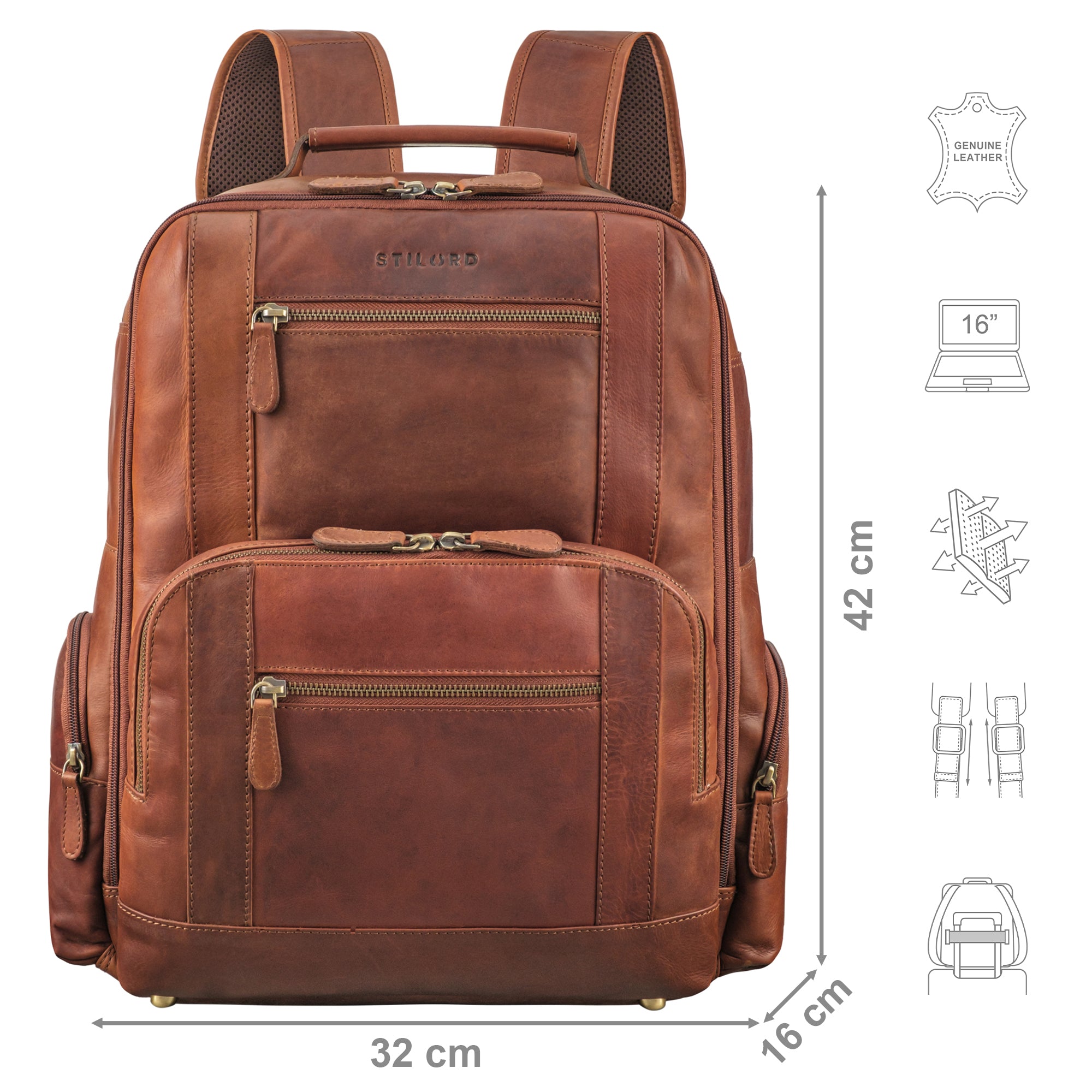 Leder Rucksack Herren cognac