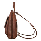 Kleiner Damenrucksack braun mit vielen Fächern