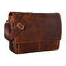 "Lonzo" vintage schoudertas echt buffelleer