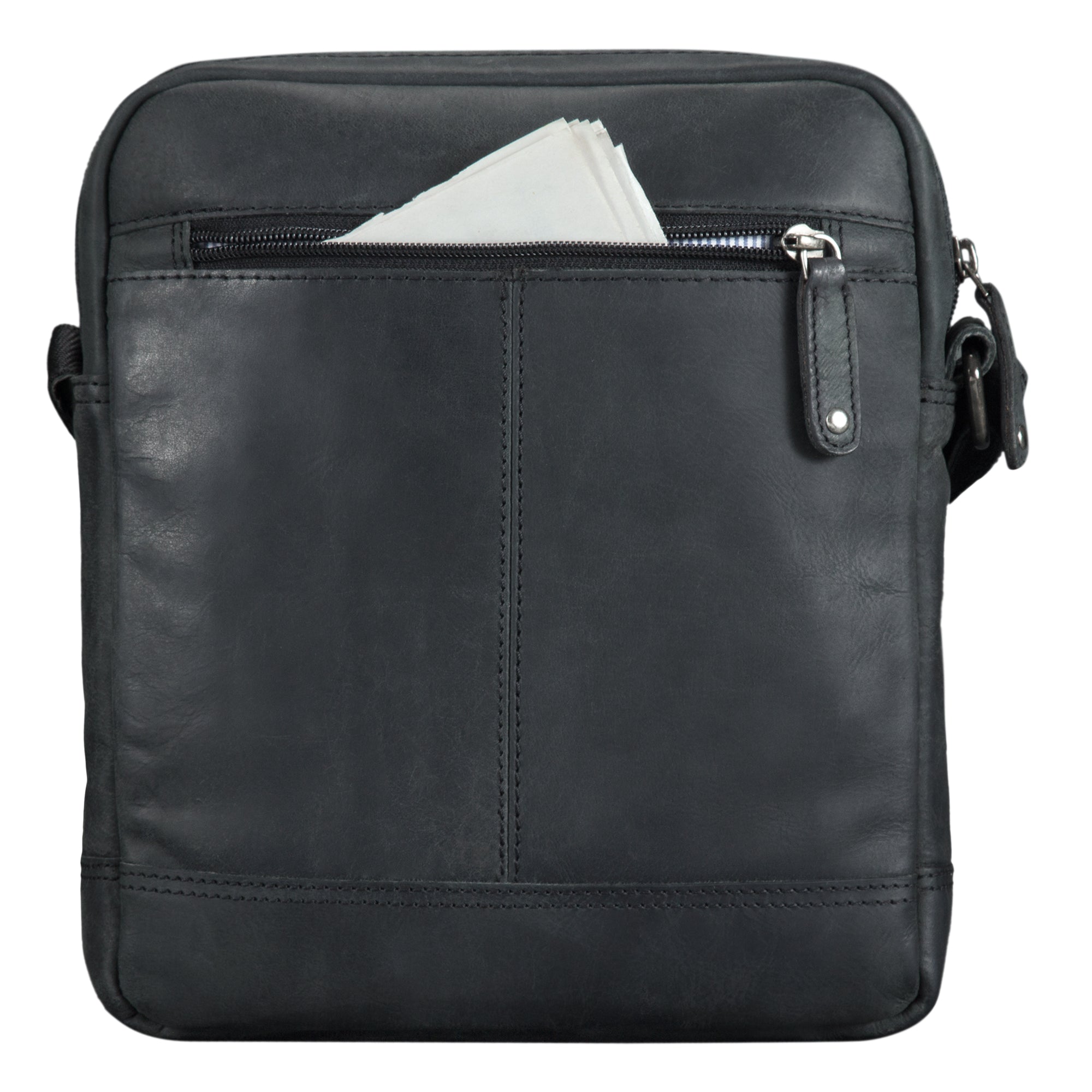 Leder Umhängetasche Retro schwarz