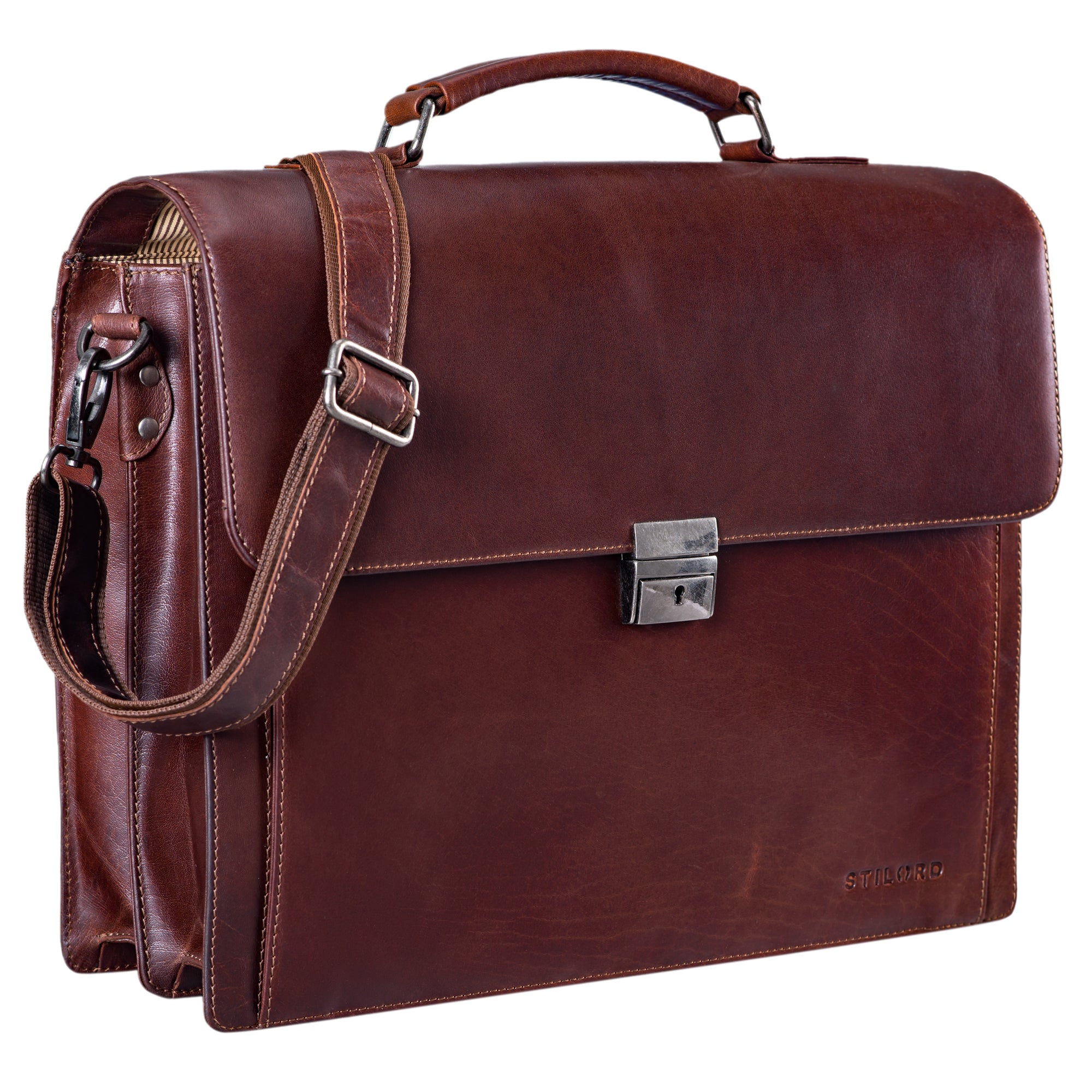 Dante Ledertasche groß braun für Herren Damen Laptop Notebook