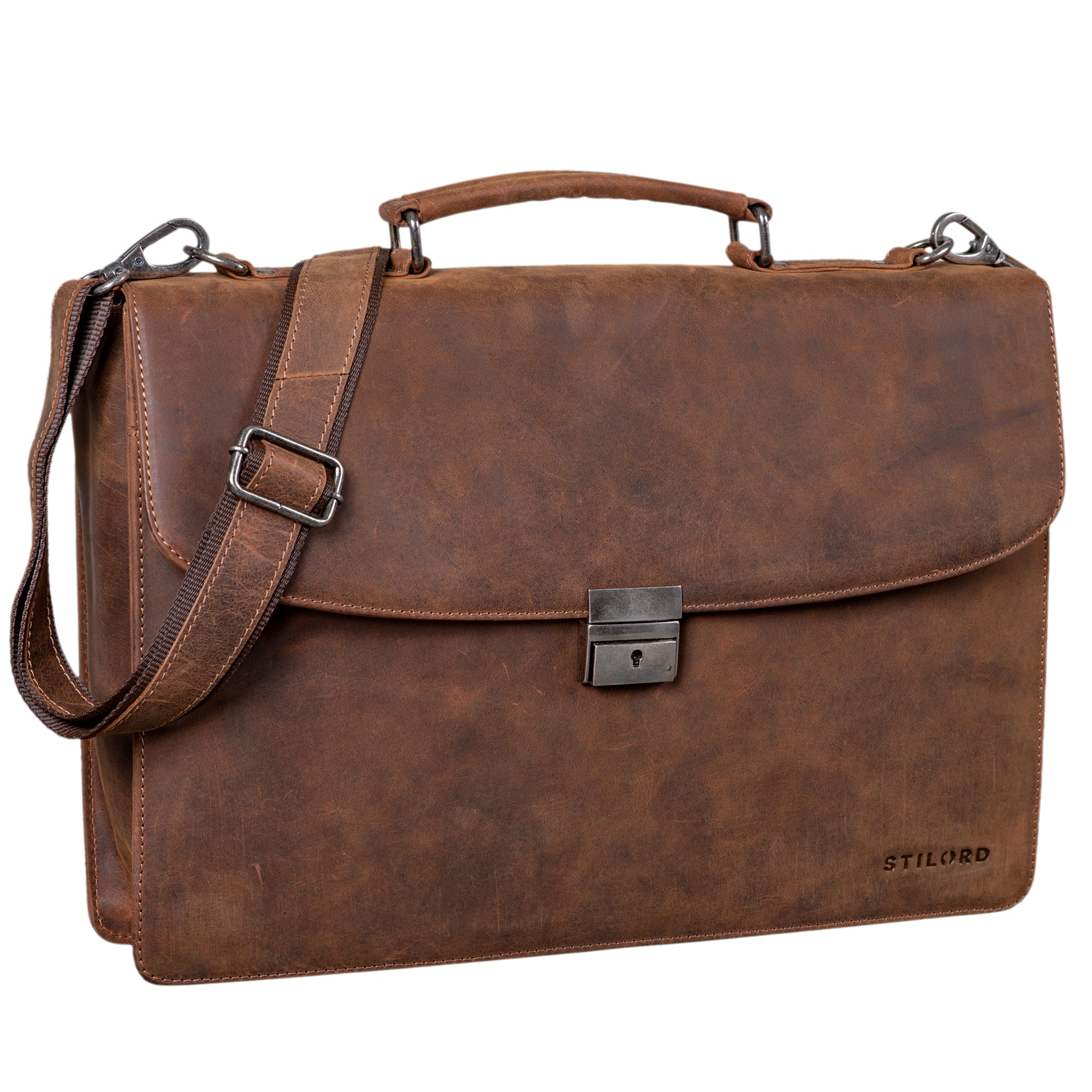 Braune Leder Aktentasche zum Umhängen Vintage