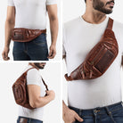 Echtleder Gürteltasche Männer cognac