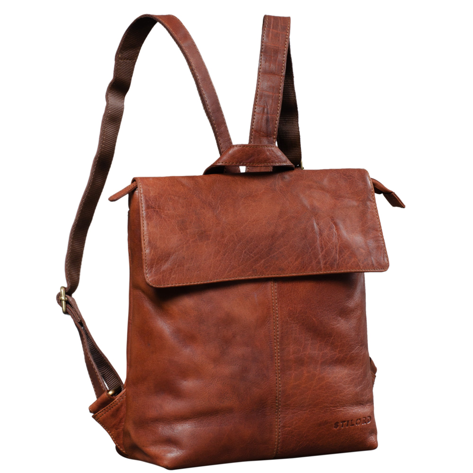 Leder Messenger  Rucksack braun