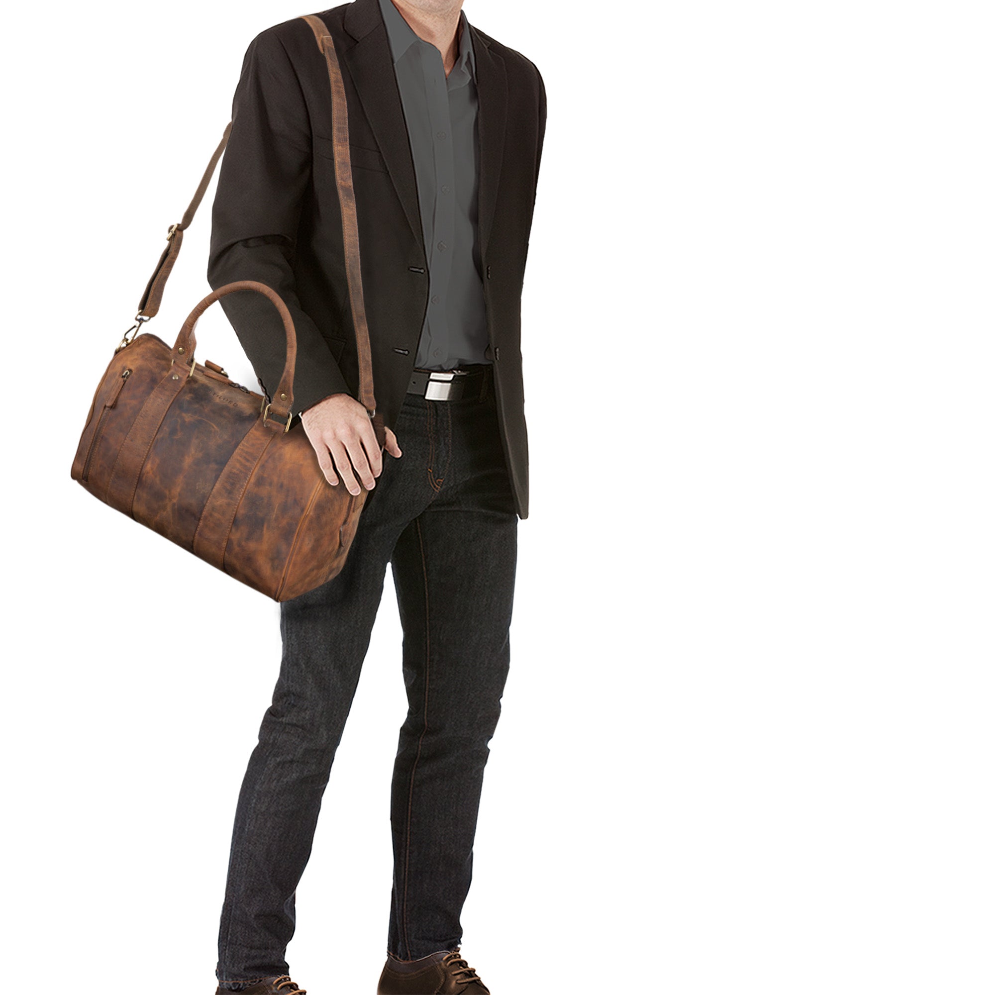 Umhänget Reisetasche LEder mittelbraun