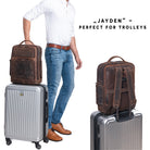 Leder Rucksack mit Trolley Halter