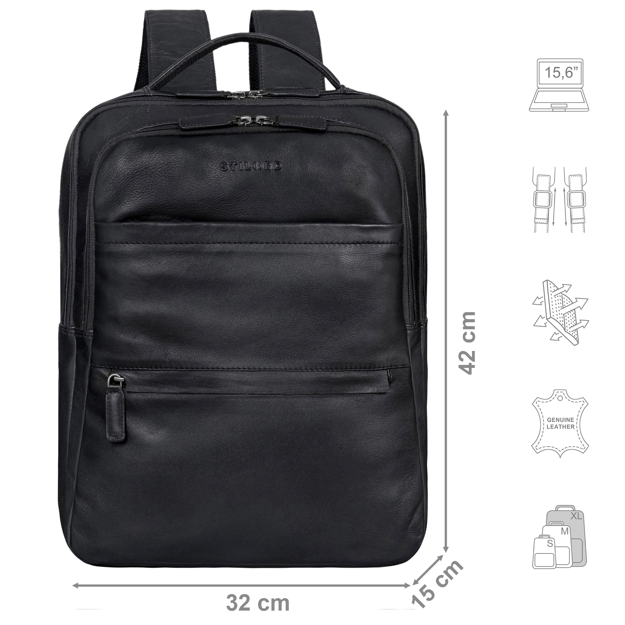 Leder Rucksack Business schwarz schlank Damen